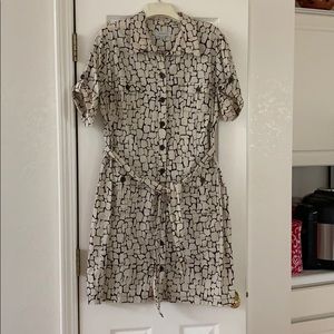 Abstract print shirt dress